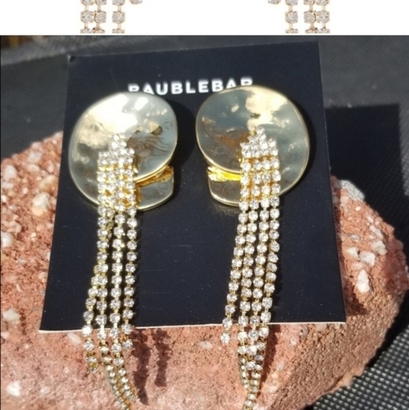 Bauble Bar Rhinestone Cascade Earrings NWT - Picture 4 of 5